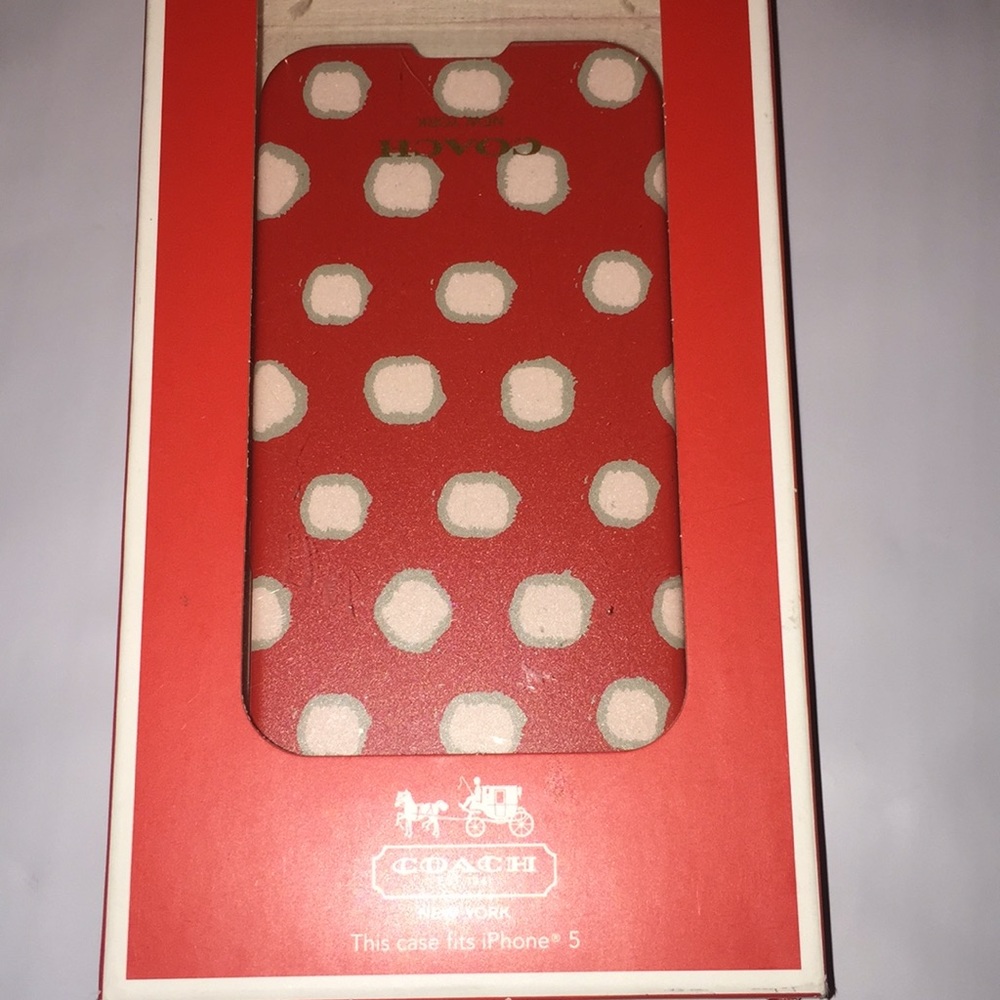 New coach iPhone 5 phone case dots red white